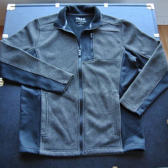 Izod Small Gray & Black Advantage Performance Full Zip Up Jacket - Picture 1 of 6